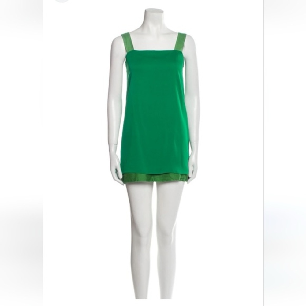 Alice + Olivia Green Tank Silk Mini Dress / Top Size Medium | Vintage Y2K - Picture 2 of 12
